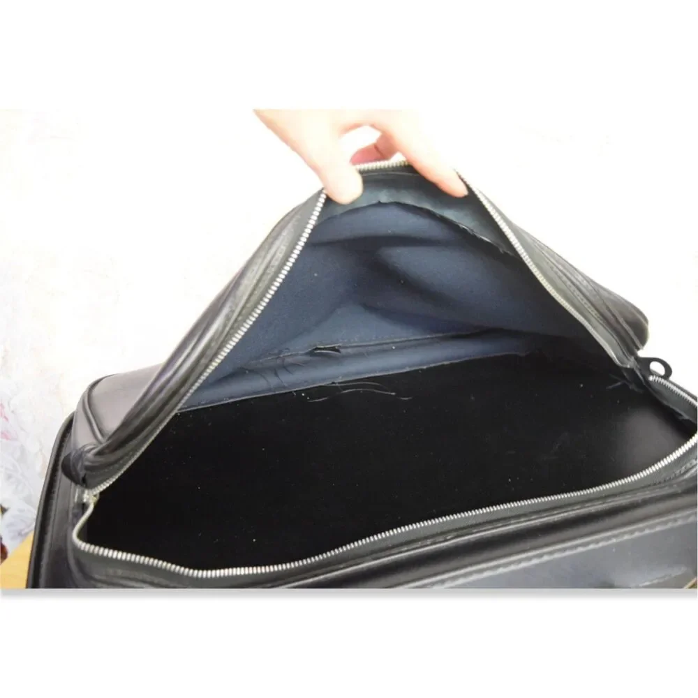 1960s Mid Century Vintage Suitcase Black Naugahyde Serval Zipper USA Garment Bag